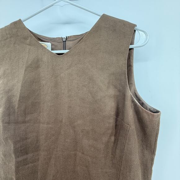 Talbots Brown Linen Sheath Dress Church Office Career Sleeveless Women's Sz 10 - Picture 2 of 14